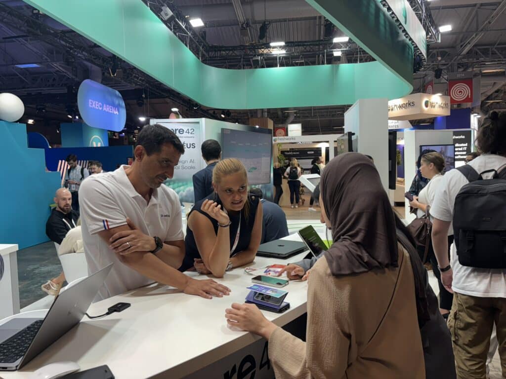 Laurent Choukroun et Sandra Blanchard, associés dans Oréus au salon Vivatech 2025 sur le stand commun avec core 42 (Crédit Gomet')