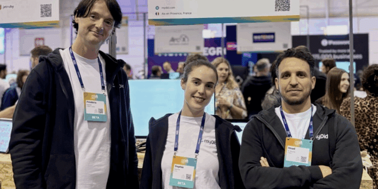 De gauche à droite, Frédéric Martin, CEO et co-fondateur, Sophie Mornet, CMO et Imad El Aouny, co-fondateur et CTO (Crédit capture Linkedin @myDid)