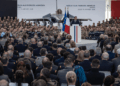 Emmanuel Macron à Istres pour les voeux aux Armées (Crédit : Armée de l'Air et de l'Espace)