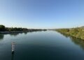 Le Rhône, vierge de transport fluvial à hauteur de Valence dans la Drôme (Crédit Gomet')