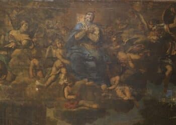 L'Assomption de la Vierge par Nicolas Mignard (1647) - détail avant restauration ©CICRP-C.Martens