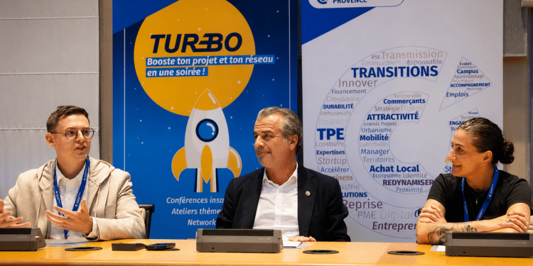 2e édition Turbo - Simon Kuster (cofondateur de TeedUp), Jean-Luc Chauvin (président de la CCI métropolitaine Aix-Marseille-Provence) et Barbara Adinany-Bartolozzi (fondatrice de L’Instant Cryo)