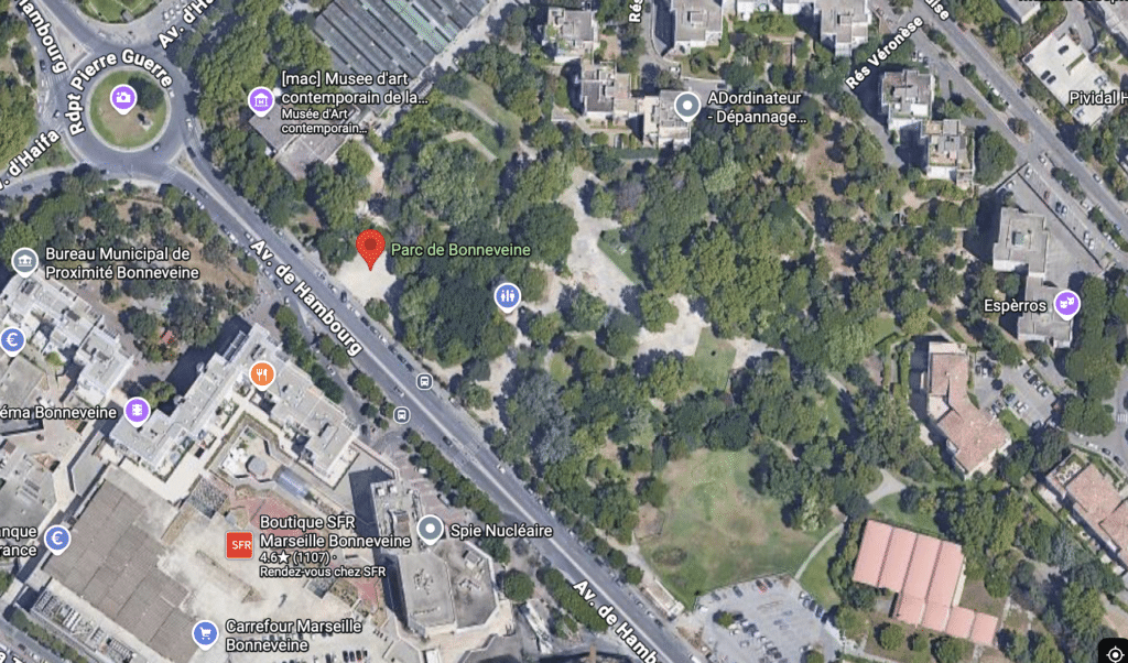 Localisation du Parc de Bonneveine dans le 8e arrondissement