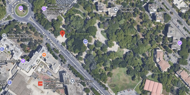 Localisation du Parc de Bonneveine dans le 8e arrondissement
