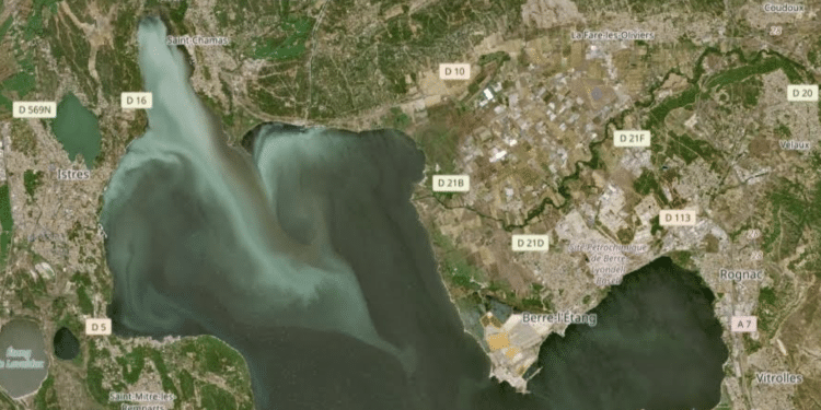 L'étang de Berre et l'anse de St Chamas photographiés par Copernicus (Crédit UE/Copernicus)