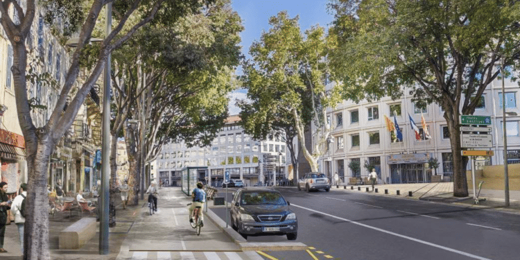 Boulevard des Dames côté Porte d'Aix devant le conseil régional (Photo projetée @Alma Provence)