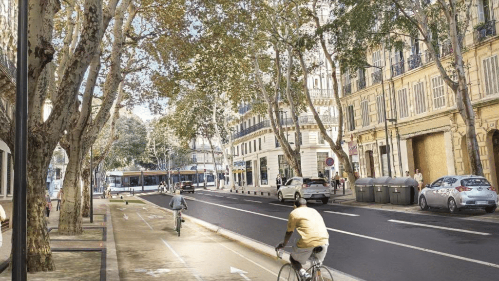 Boulevard des Dames côté Porte d'Aix devant le conseil régional (Photo projetée @Alma Provence)