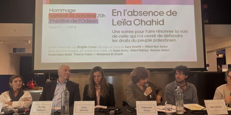 Leïla Shahid Poésie Club présenté le 13 octobre lors de la conférence de presse de présentation des Nouvelles Rencontres d'Averroès 2026 (Crédit Gomet')